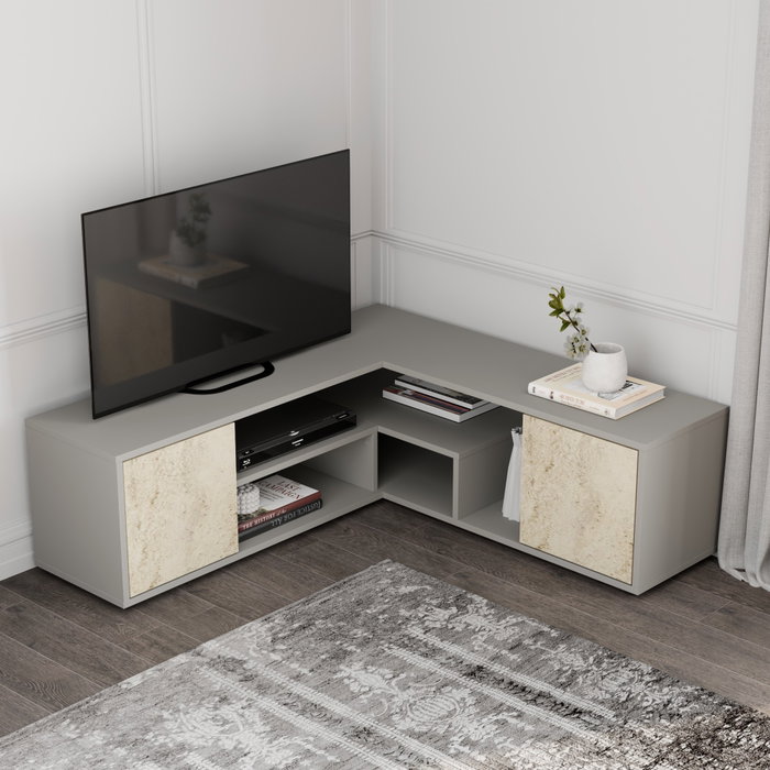 Hanah Home Soporte de TV Gris y Travertino Hanah Home Soporte de TV Gris y Travertino